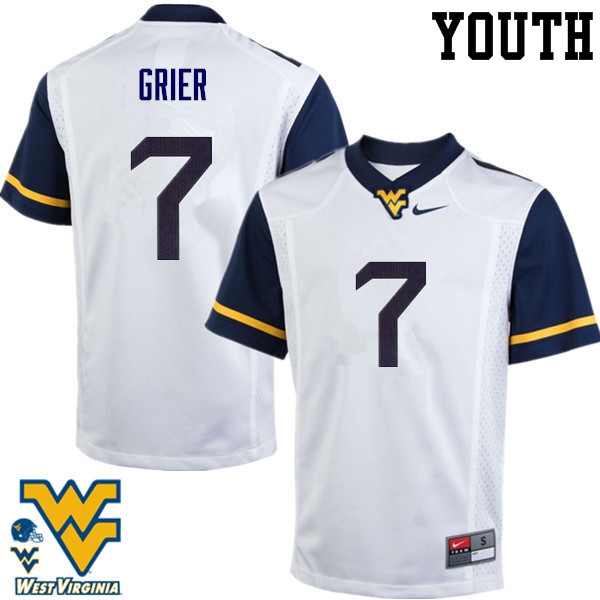 NCAA Youth Will Grier West Virginia Mountaineers White #7 Nike Stitched Football College Authentic Jersey QR23F04UM